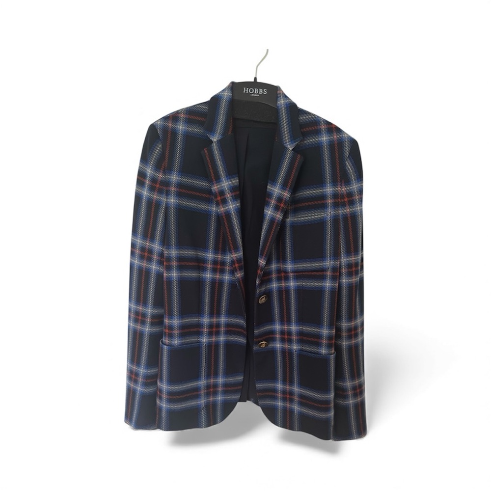 Lauren Ralph Lauren Blue and White Plaid Blazer